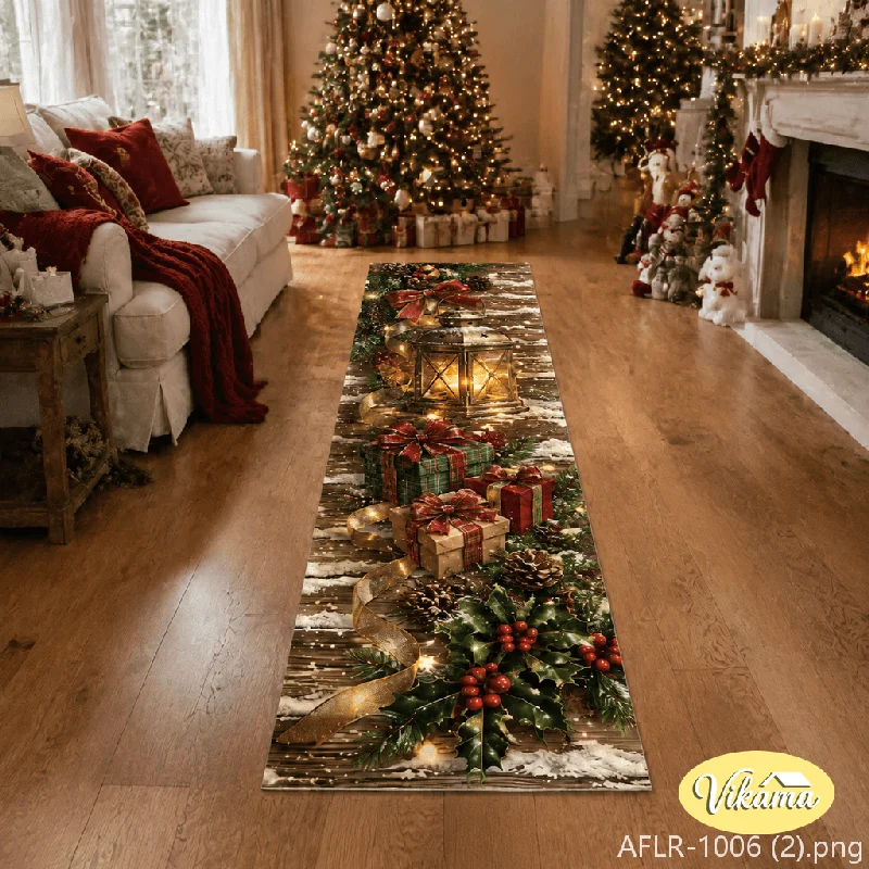 VIKAMA Christmas Snowman Rectangular Rug, Non-Slip, Absorbent Hallway Rug, Entryway Christmas Decorative Mat, Home Decor