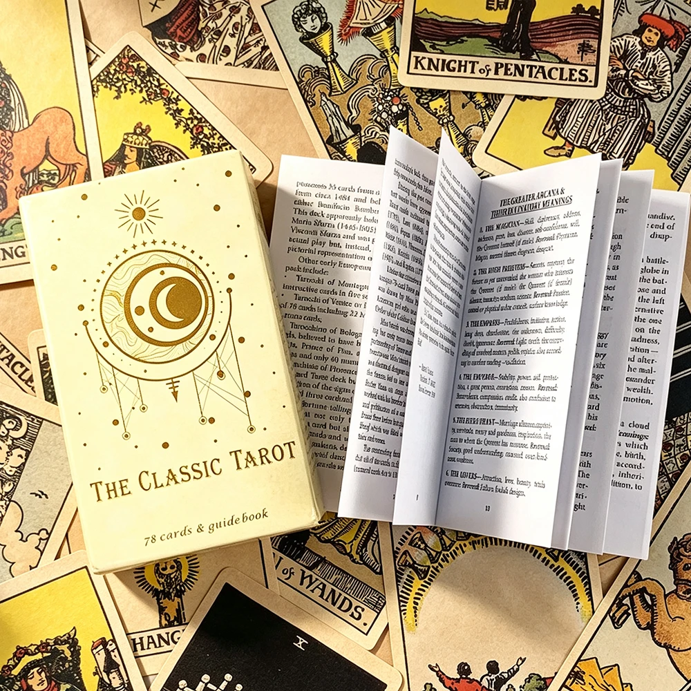 The Classic Tarot Cards 78 Tarot Deck With Instruction Booklet, Spiritual Meditation Game Divination Board Games for Beginners