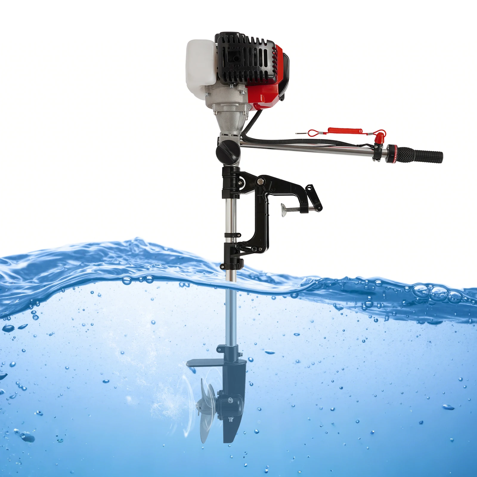 

52CC 2.3 Hp 2 Stroke Forced Air Cooling Gasoline Outboard Motor, 1.7KW 8500RPM, Cdi Ignition, For Fishing, Aquaculture