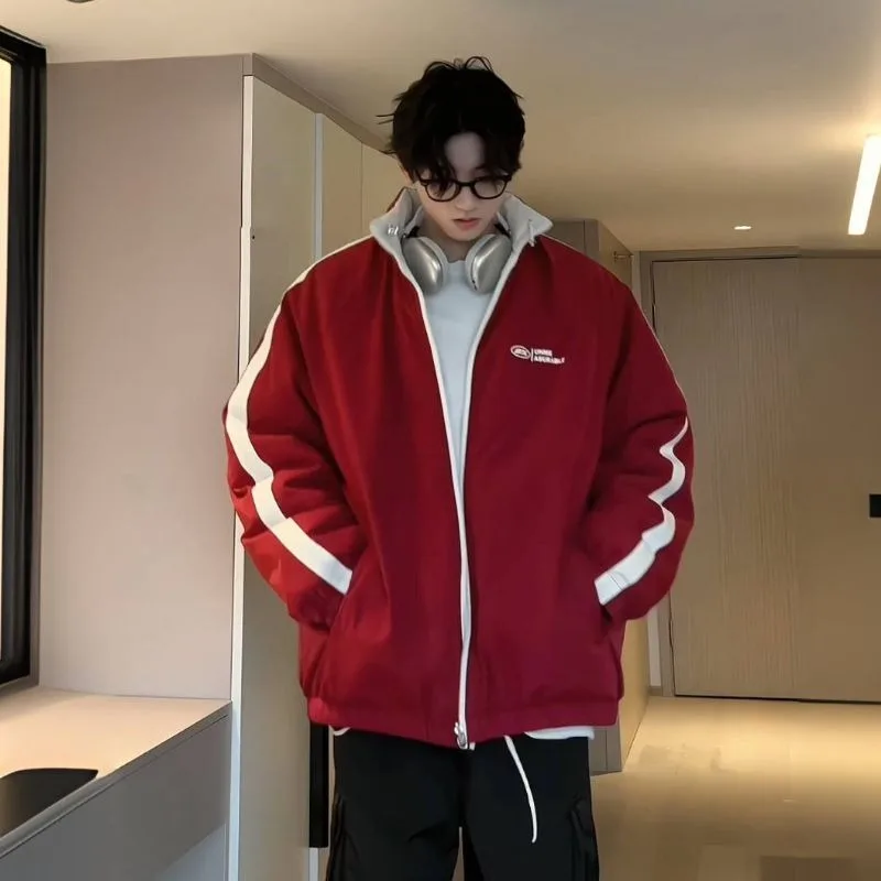 

​Versatile Two Layer Cotton Jacket for Men Slim Fit Winter Coat with Inner Fleece​