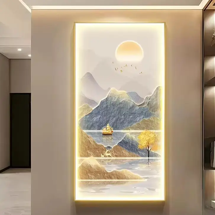 Fu Lu Shuang Quan Xuan Guan Decorative Painting Light Luxury Living Room Corridor LED Light Painting