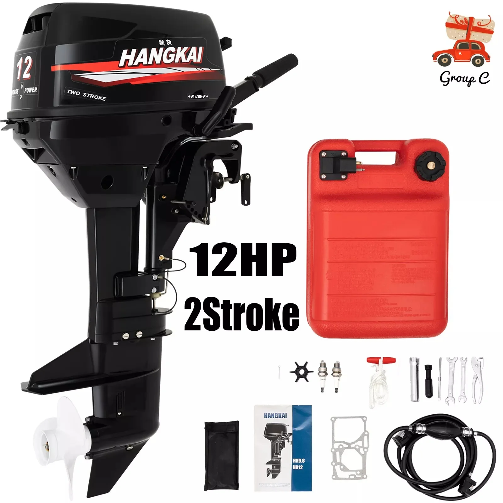 169CC 12HP 2 Stroke HANGKAI Outboard Motor Fishing Boat Engine CDI System