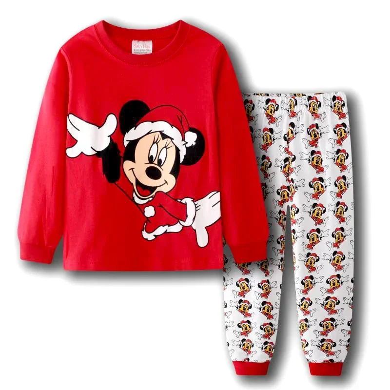 Spring Autumn Children\'s Clothing Boys  Christmas Mickey Cartoon Sleepwear Clothes Kids Pajamas Set Baby Girls CottonPyjamas