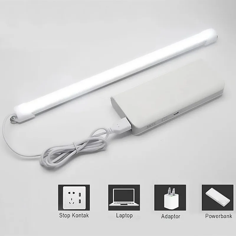 DC5V USB LED Strip Light - Flexible Bar Lamp for Kitchen Closet Bedside with Push Switch Aluminum Under Cabinet Night Lighting