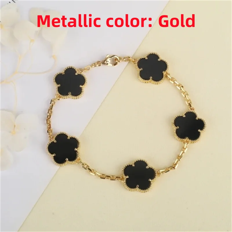 2024 New 925 Silver Clover Five Leaf Flower Women's Bracelet High end Fashion Luxury Bracelet Necklace Free Shipping