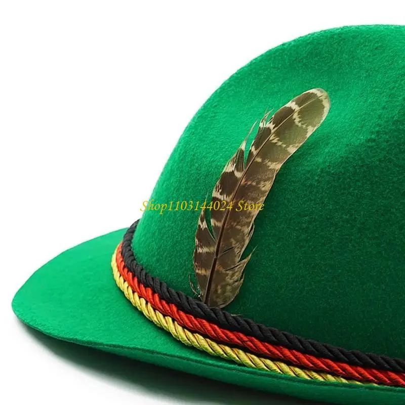 Retro Fedora Hut Frauen Männer Filz Damen Oktoberfest Hüte Party Feder Dekor Westlichen Stil Top Motorhaube männer Cosplay hut