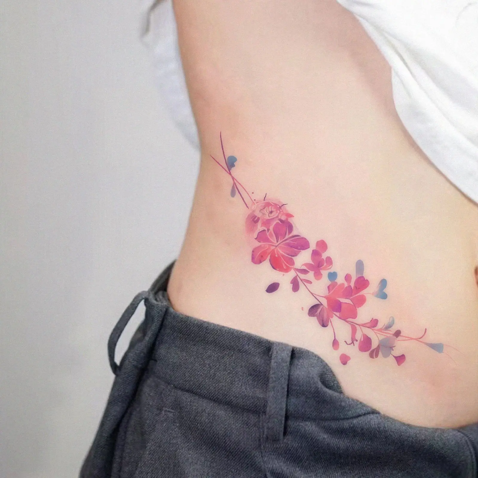Minimalist Leaf Vine Tattoo Sticker Waterproof Long Lasting Fine Line Temporary Tattoo for Women Finger Hand