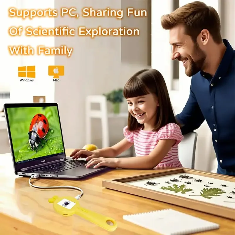 Sitoole 어린이 현미경 - 물리 돋보기가 있는 100X 디지털 포켓 휴대용 현미경 STEM 교육용 장난감 및 크리스마스