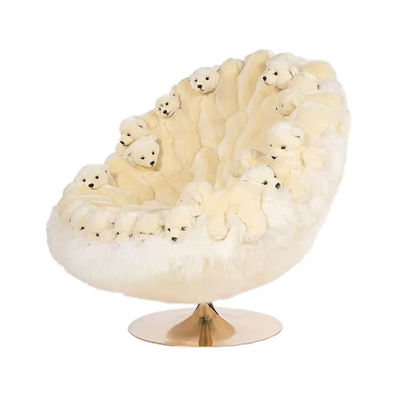 *Modern Style Lounge Chair Rotatable Polar Bear-shaped Design Soft and Comfortable Backrest Suitable for Living Room or Bedroom