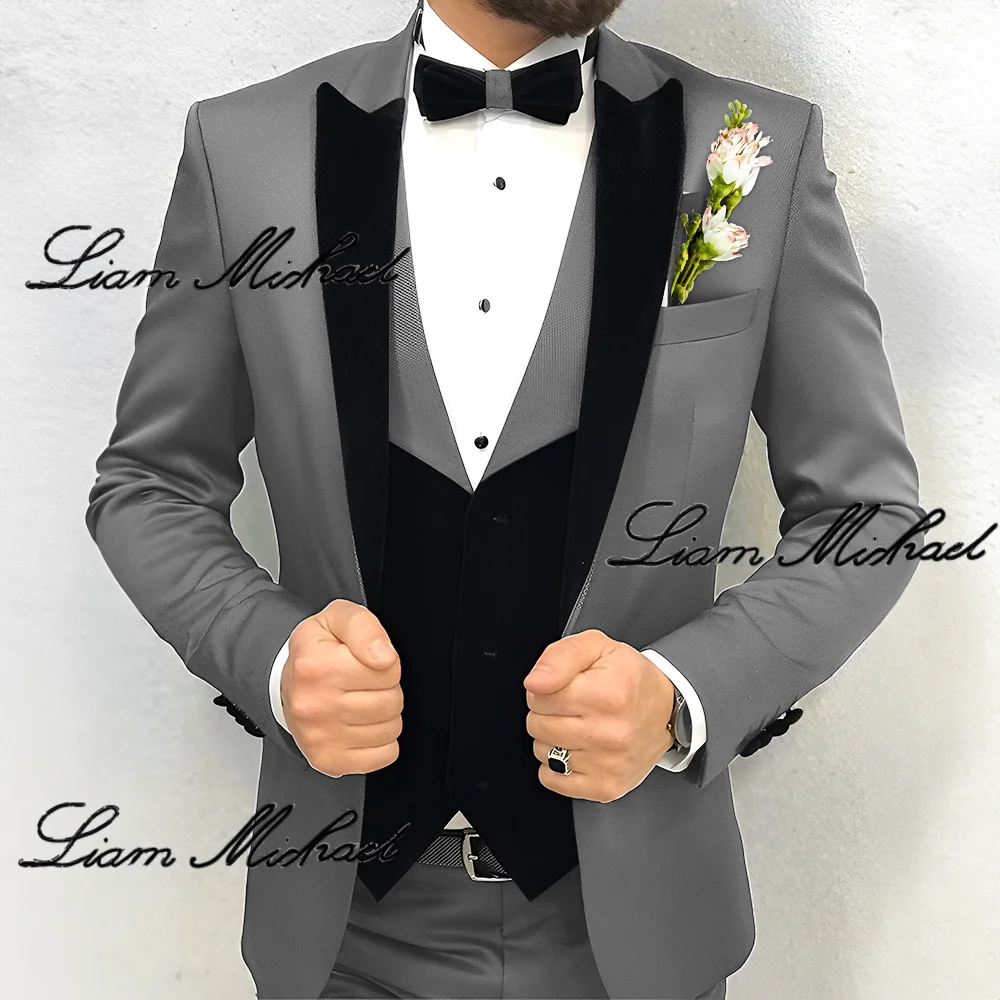 High Quality Customized Men\'s Suit 3 Piece Suit Jacket Pants Vest Wedding Groom Tuxedo Formal Party 2024 Blazer Dress for Men