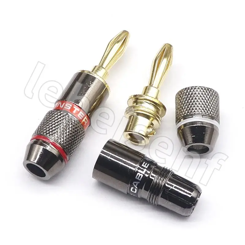 2pcs/1pairs Monster Banana Plug 24K Gold Plated Pure Copper Speaker Adapter Screw Speaker Plugs Audio Connectors