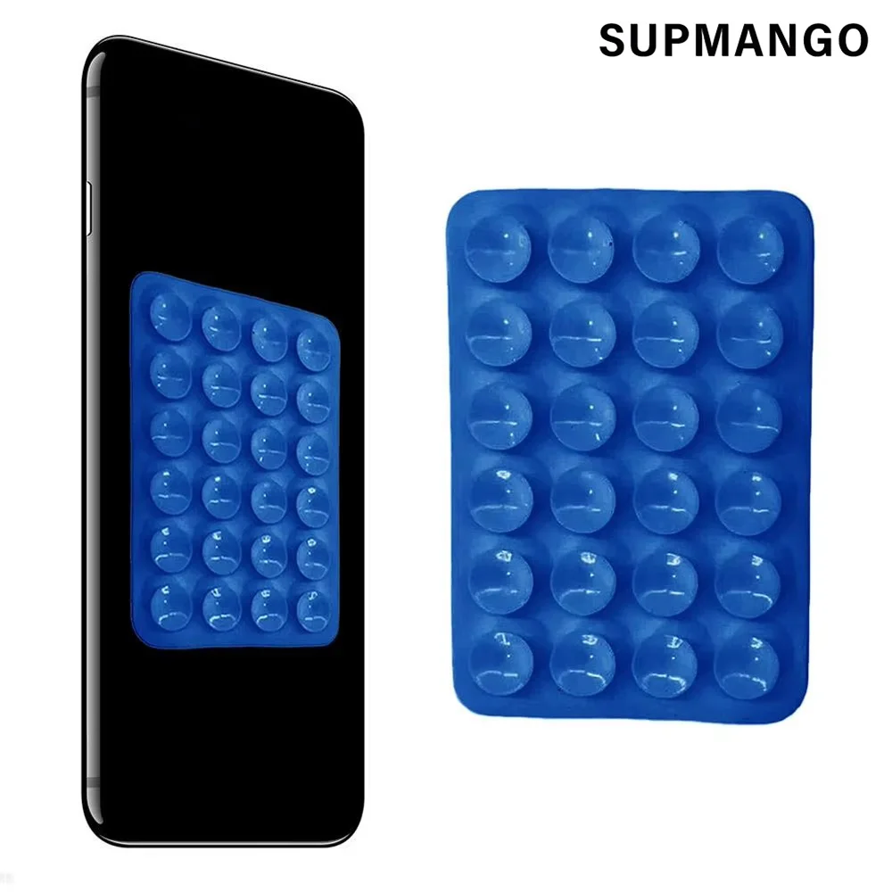 Suction Cup Wall Stand Mat Multifunctional Silicone Leather Square Phone Single-Sided Case Anti-Slip Holder Mount Suction image 5