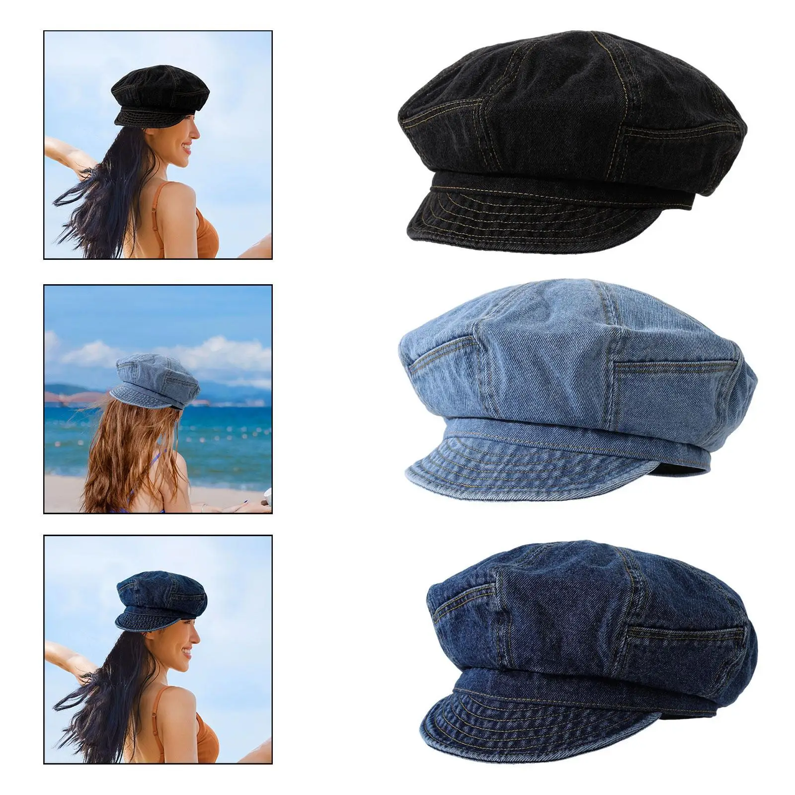 قبعة مسطحة لتزيين أغطية الرأس قبعة موزع الصحف لعيد الميلاد والمواعدة والسفر في الهواء الطلق #3