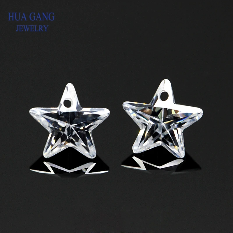 Single Hole AAAAA Star Shape White Cubic Zirconia Stone For Jewerly Making 4x4~10x10mm High Quality CZ color