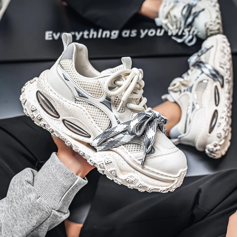 Zapatos informales de malla transpirable con parte inferior gruesa para adolescentes, suela de goma, punta redonda, diseño de Color, sin cuero, para verano