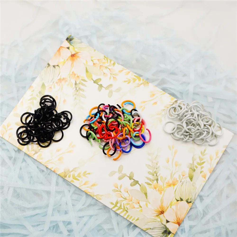 100Pcs Multicolor Painted Iron Open Jump Rings