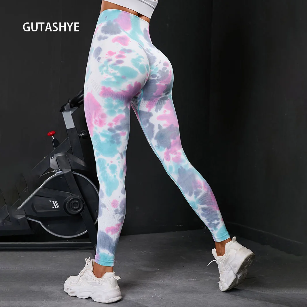 

Tie-Dye Fitness Leggings for Women - Seamless High-Waisted Yoga Pants with Tummy Control and Peach Buttock Lifting