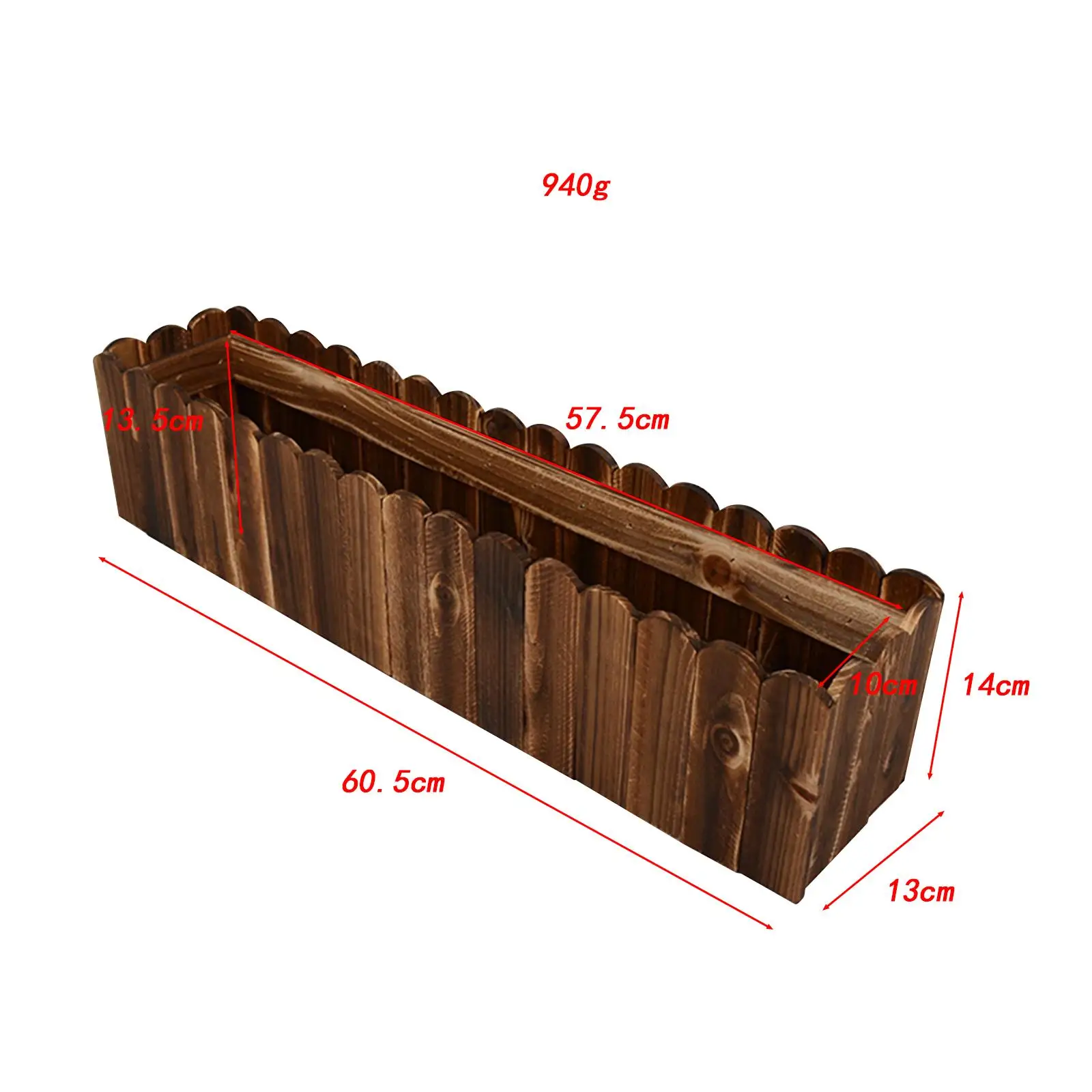 Wooden Flower Pot Rectangular Balcony Planter for Garden Desktop