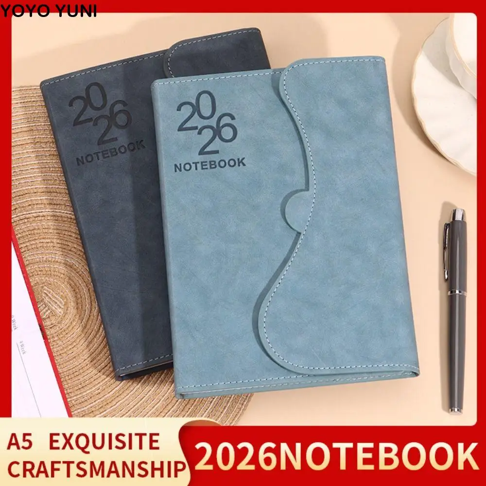 الإنجليزية 2026 جدول مخطط المفكرة 12 شهرا مقاومة للاهتراء A5 جدول التخطيط دفتر سميكة ورقة المغناطيسي غطاء بولي يوريثان