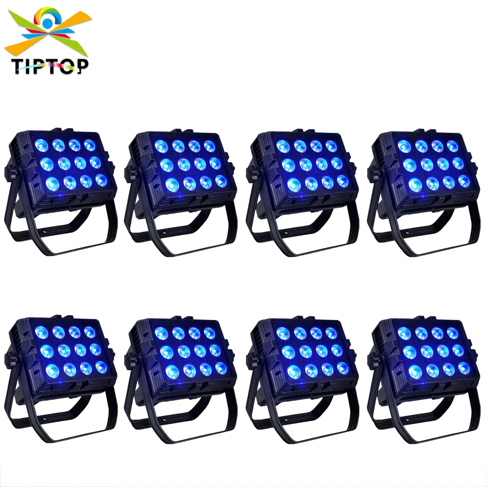 8 Pack 220W Smart Battery Wireless LED Flood Lights 12x18W Outdoor Dimmable Stage Light Waterproof Power Cable DMX Cable