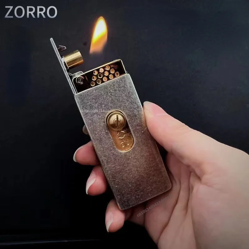 2024 New Rare Upward Slide Lighter New Design of Automatic Ignition Gasoline Smoking Lighter Copper/Zinc Alloy