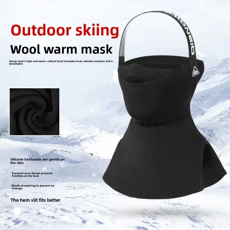 Autumn Winter Outdoor Wool Breathable Nose Hole Ski Mask Windproof Thickened Multifunctional Neck Warmer Riding Face Mask