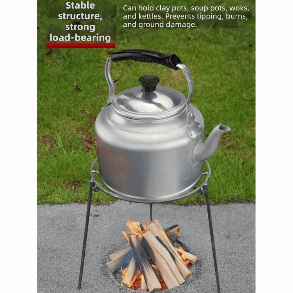 Foldable Camping Campfire Tripod Heavy Duty Reinforced Steel Pot Rack Portable Durable Construction Camping Grill view 4