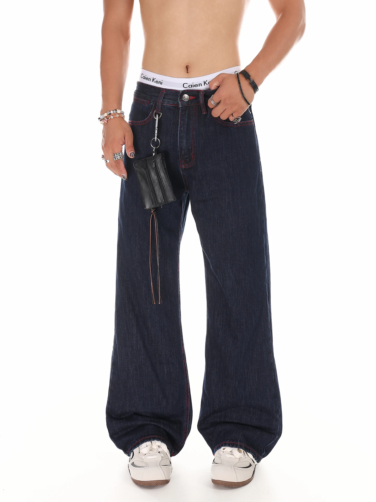 

Retro American Pure Color Design Men's Jeans Spring 2026 New Washed Casual Straight Leg Pants High Waist Straight Tube Jeans