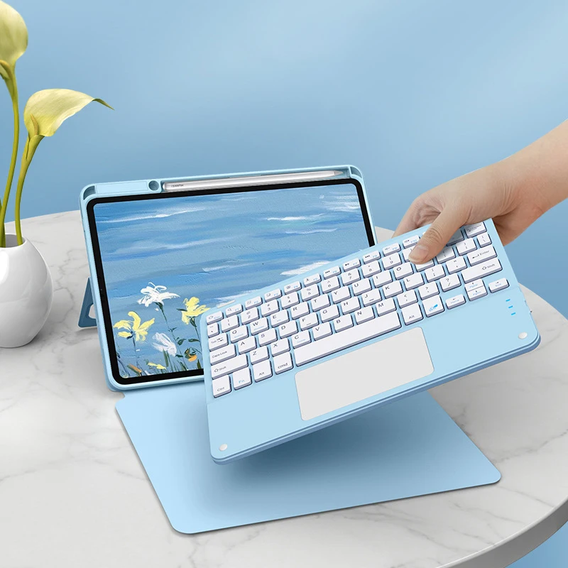 

Синий чехол с сенсорной панелью для Huawei Matepad Pro 10,8 дюйма, магнитный смарт-чехол для Huawei Matepad 11 дюймов, перезаряжаемая клавиатура