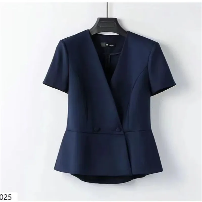 High end summer short sleeved professional casual temperament suit jacket coat slim jewelry store hotel front desk work clothes
