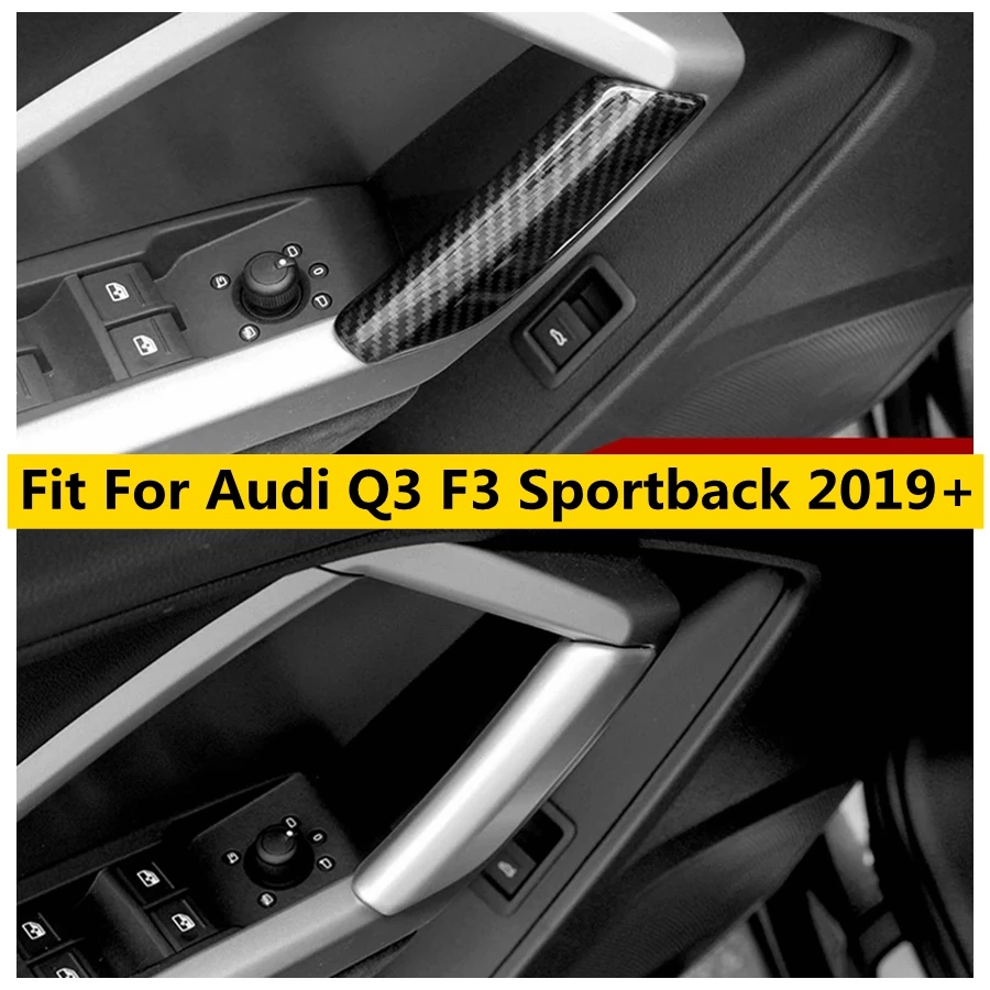 Carbon Fiber Look Interior Fit For Audi Q3 F3 Sportback 2019 - 2024 Car Accessories ABS Side Door Handle Decorative Cover Trim