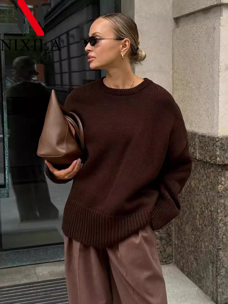 Neu im Herbst Winter Strickwaren Damen Pullover Lose Elegante Pullover Retro Mode Langarm Tops Weibliche Kleidung Outer