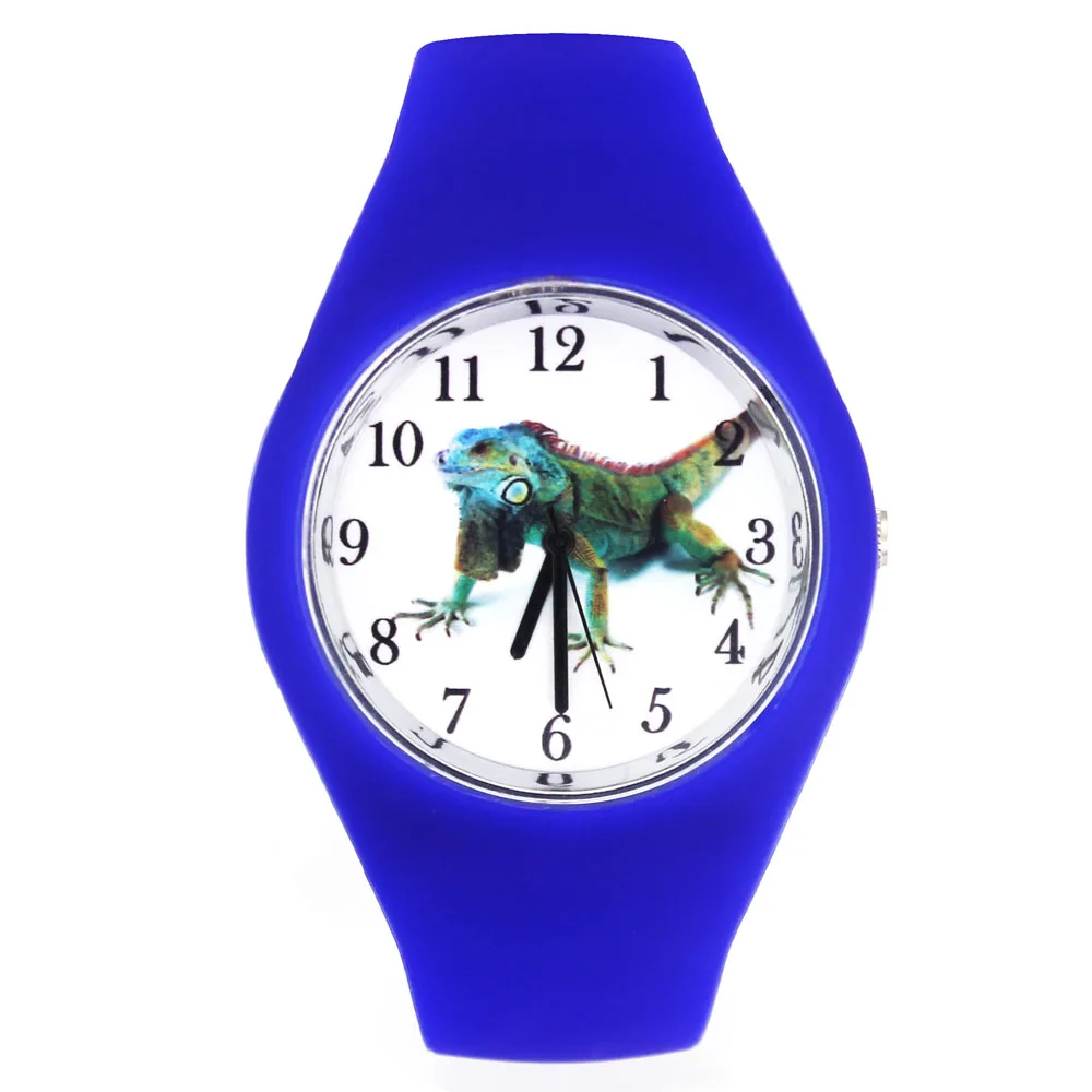 

Chameleon Anole Lizard Animal Pattern Women Men Fashion Silicone Band Sport Quartz Wrist Watch