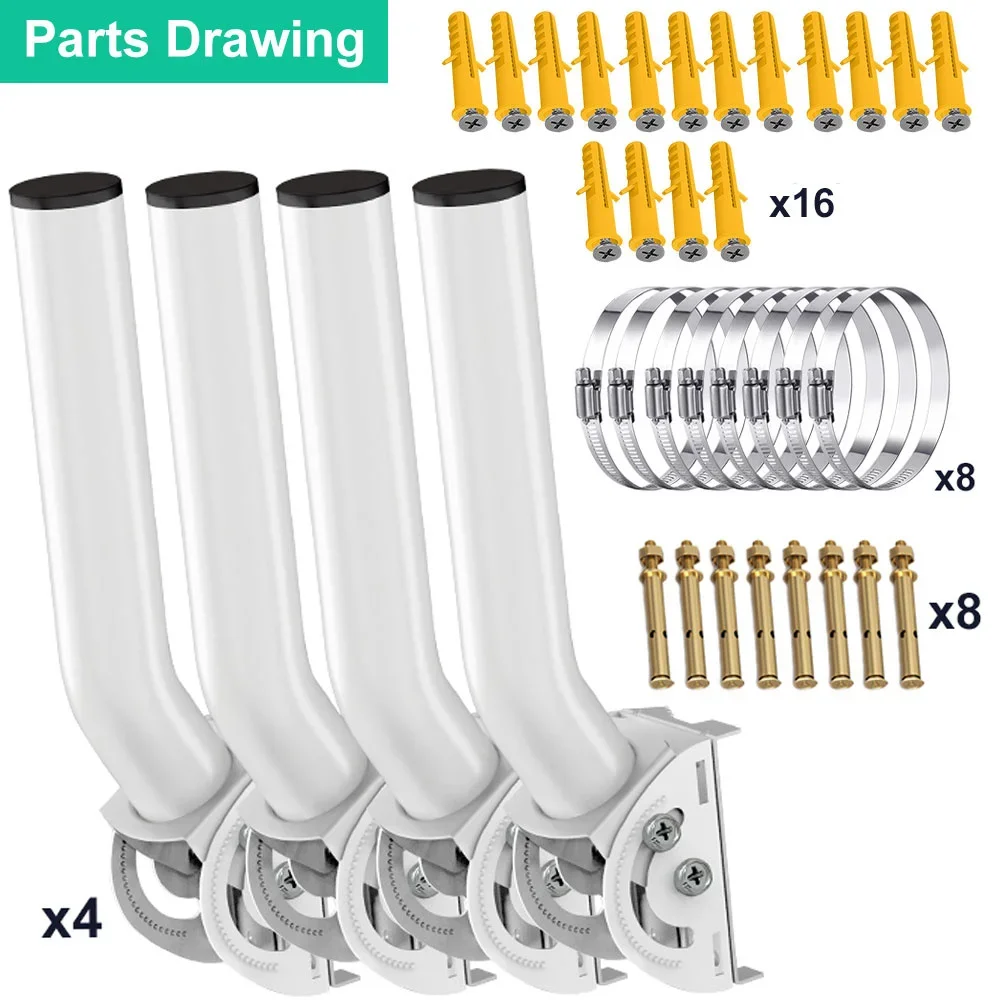 Universele draadloze brugbeugel, antennehouder, voor point-to-point draadloze bruggen, verstelbare paal en wandmontage (4-pack)