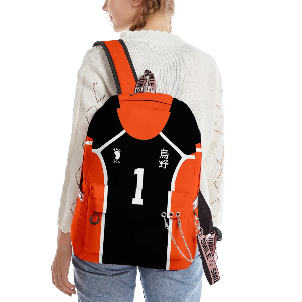 Unisex Haikyuu Mochila de Ombro Oxford, Mochila de Ombro Oxford, 3D Print, High School, Voleibol Clube, Notebook