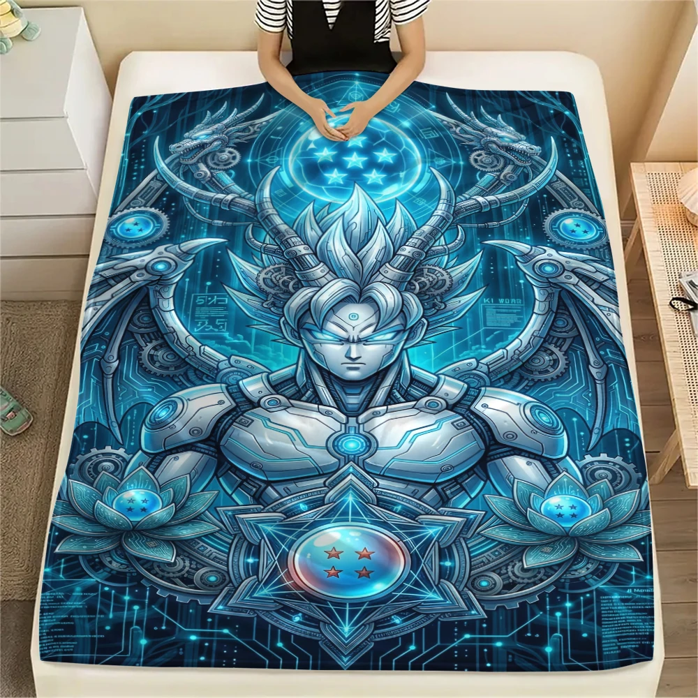 Dragon Ball Super Print Flannel Blanket Cozy Warm Throw for Bedding Couch Picnic Outdoor-Xin