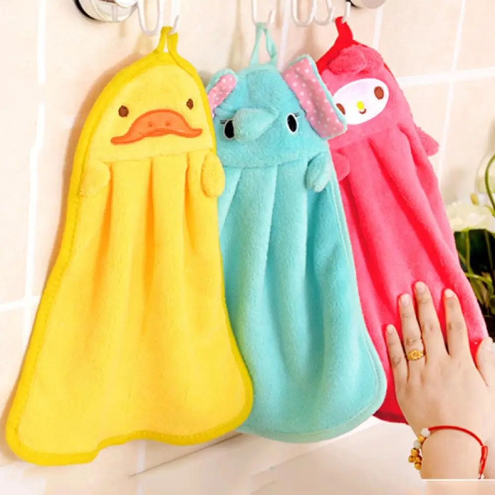 Children Nursery Hand Towel Plush Cartoon Animal Hanging Wipe Bathing Towel