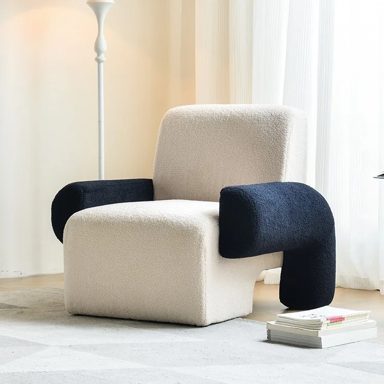 

Light luxury single sofa chair simple living room small apartment Internet celebrity lamb wool lazy casual fabric single chair