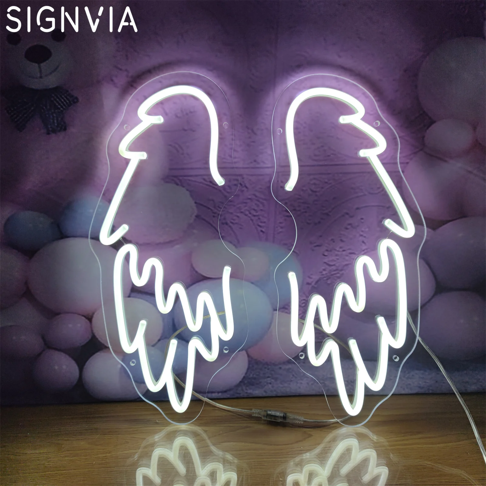 Angel Wing LED Neon Sign Room Wall Light Sign Decor Neon Light Club Bar Wedding Decoration Gifts Home Bedroom Party USB Signs