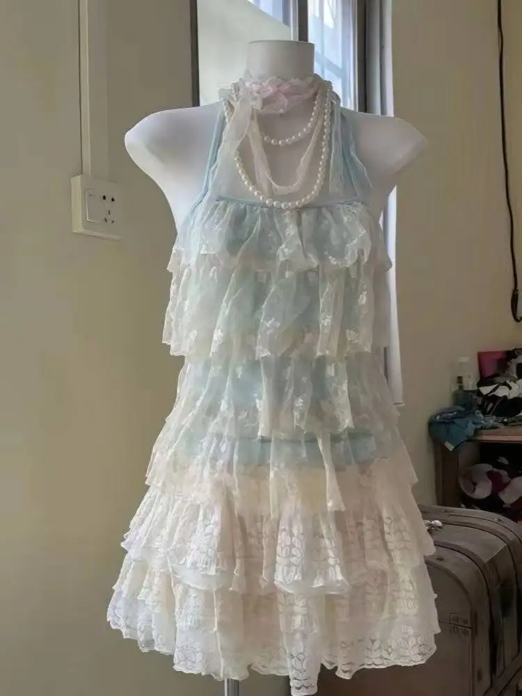 جديد إمرأة عيد ميلاد الهذيان الكورية موضة Gyaru Y2k Coquette وتتسابق 2 قطعة مجموعة وهمية قطعتين علوية + تنانير كشكش صغيرة أنيقة