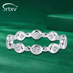 Full Moissanite Wedding Rings for Women S925 Sterling Silver Band Bezel Set D Color Eternity Stackable Ring Party Gifts Jewelry
