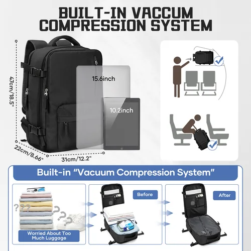 Imagen 2 del producto Easyjet Cabin Bag 45x36x20 Mochila de viaje al vacío, equipaje de mano, portátil de negocios, mochila para hombres y mujeres, bolsa de trabajo, bolsas de almacenamiento al vacío