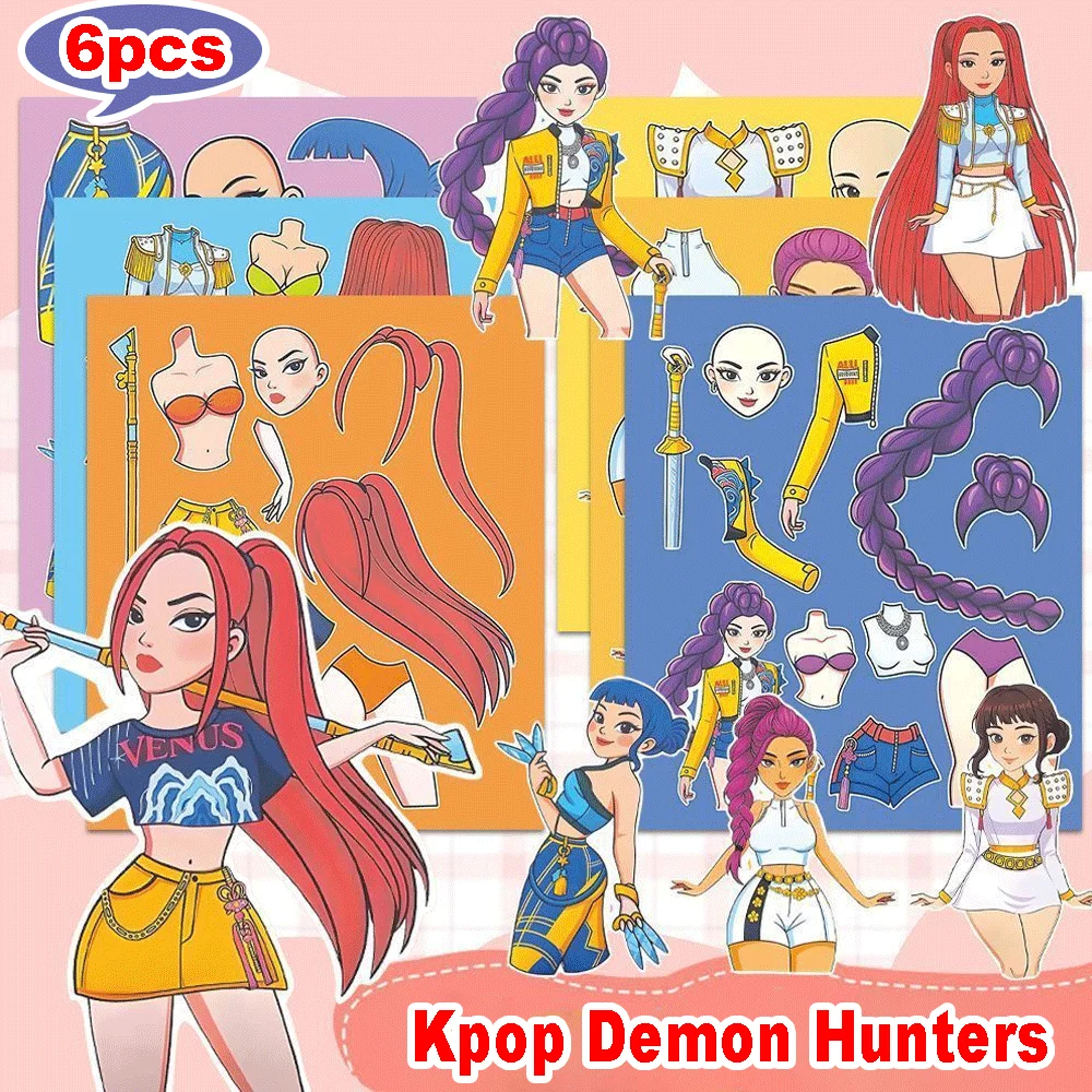 6/10 قطعة KPop شيطان الصيادين الكرتون ملصقات صناعة يدوية السائبة أنيمي خربش الشارات لزجاجات المياه الأمتعة