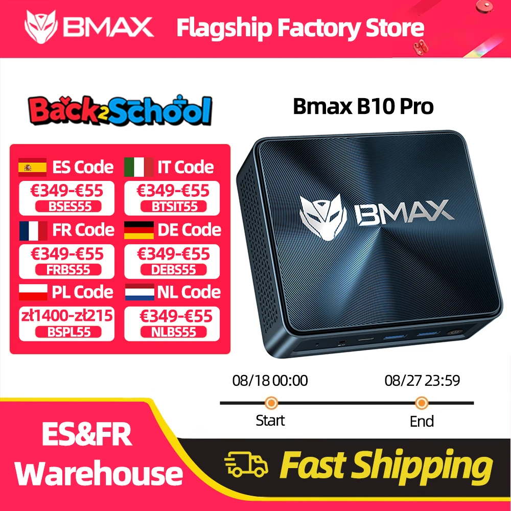 BMAX B10 Pro Mini PC Intel 13th Gen i7-13620H 10 core Max 4.9GHz 24GB LPDDR5 RAM 1TB SSD WiFi 6 Bluetooth 5.2