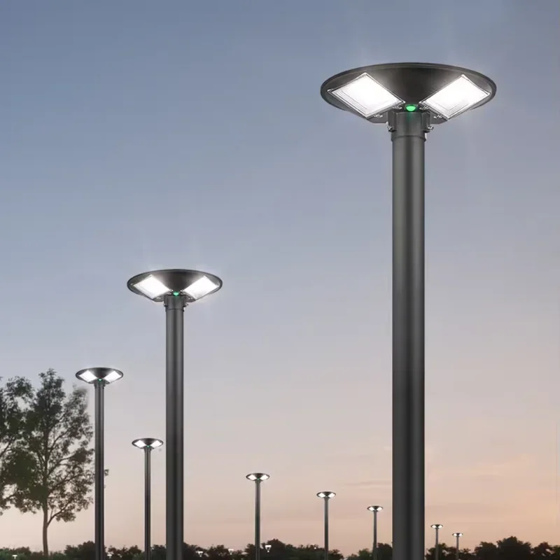 Солнечная лампа НЛО для двора, освещение с высоким столбом, наружное водонепроницаемое круглое освещение для дома, виллы, сада, росы, настольная лампа