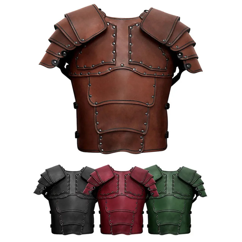 

Medieval Europe Retro Cosplay Costume Viking Disguise Vest Steampunk Shoulder Armor Leather Halloween Carnival Party Roleplay