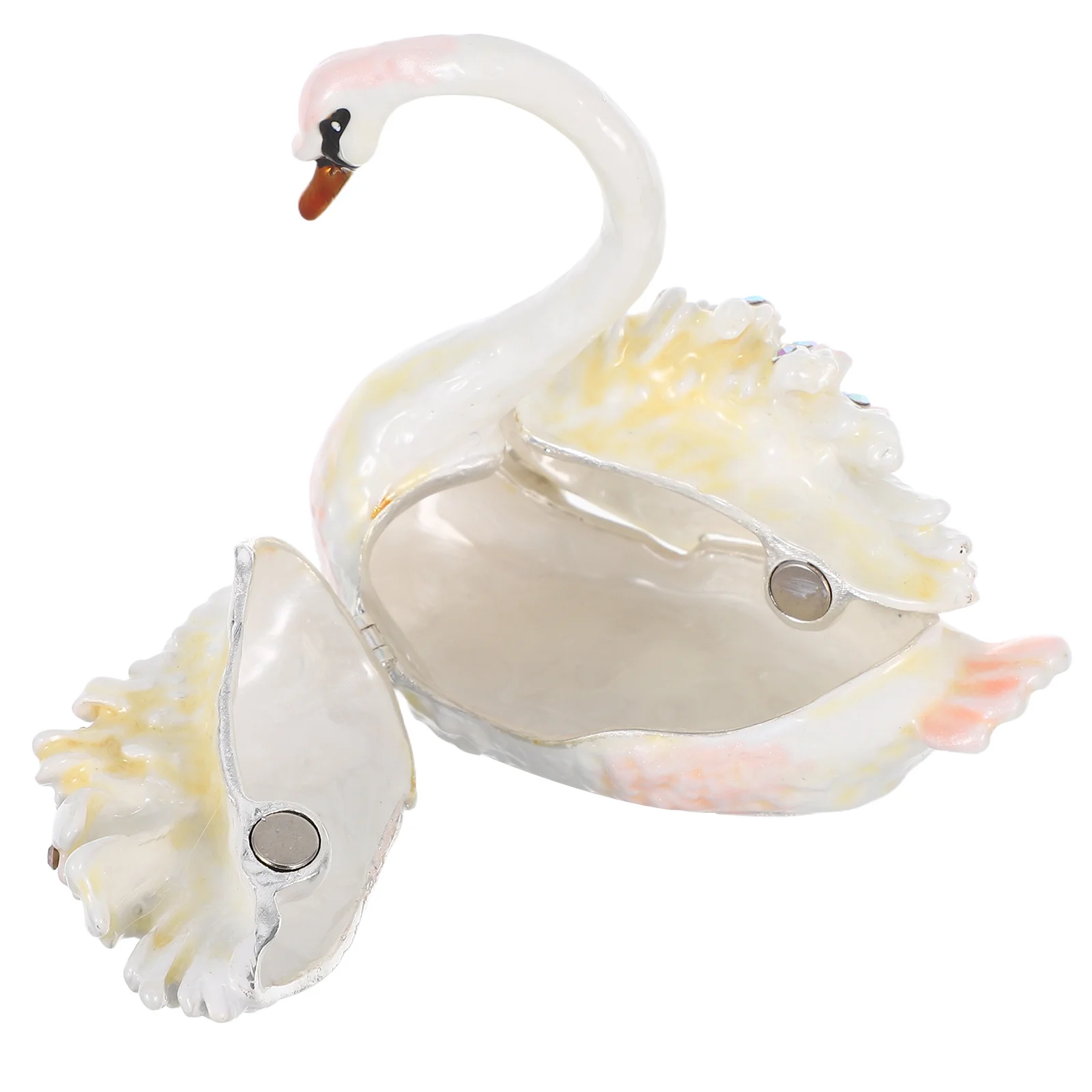 

1pcs Swan Jewelry Box Vintage Style Small Trinket Storage For Ring Holder Desktop Decor Organizer Case Metal Shaped Box