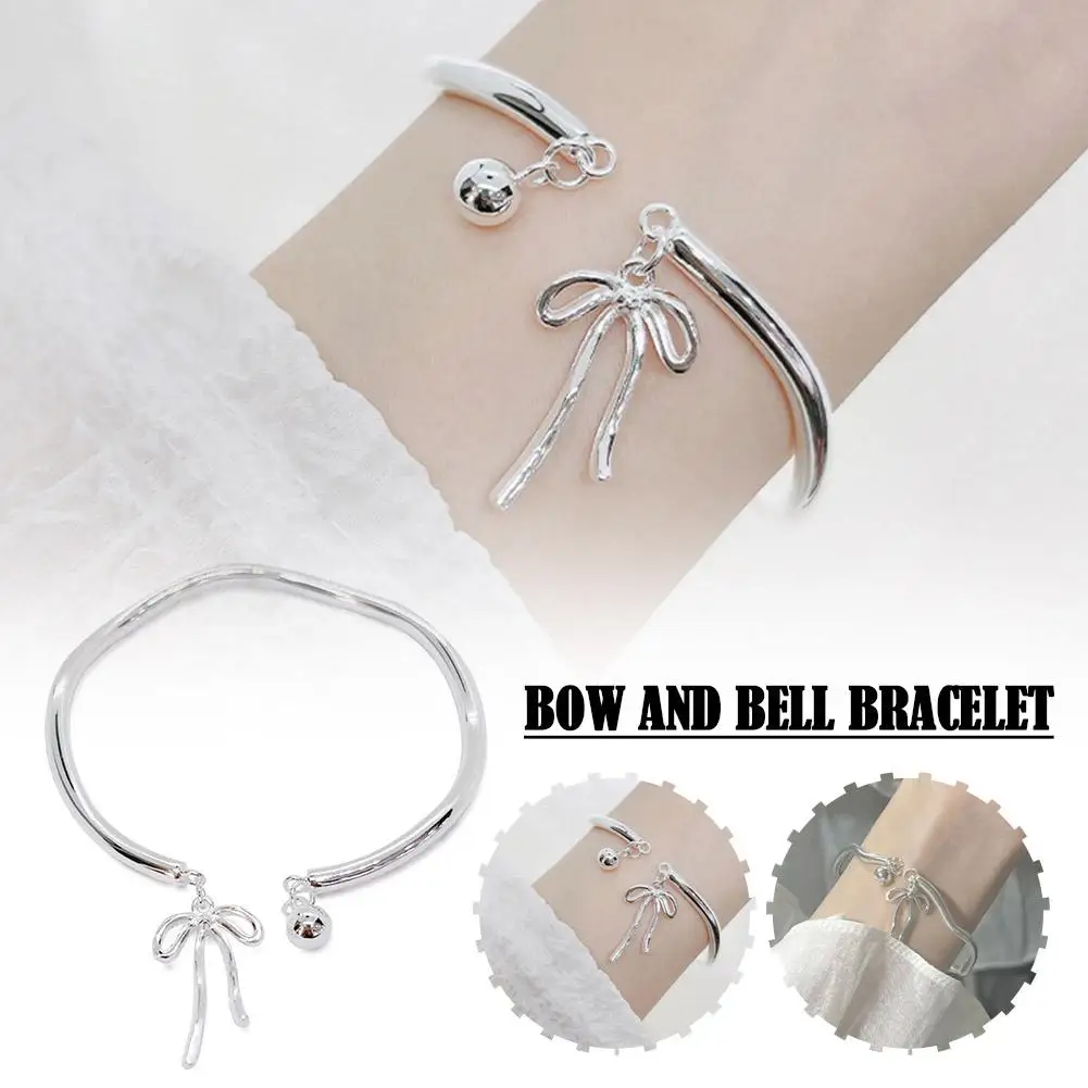 Luxury Bow Knot Bell Bracelet Adjustable Open Bracelet Simple Jewelry Women Girls