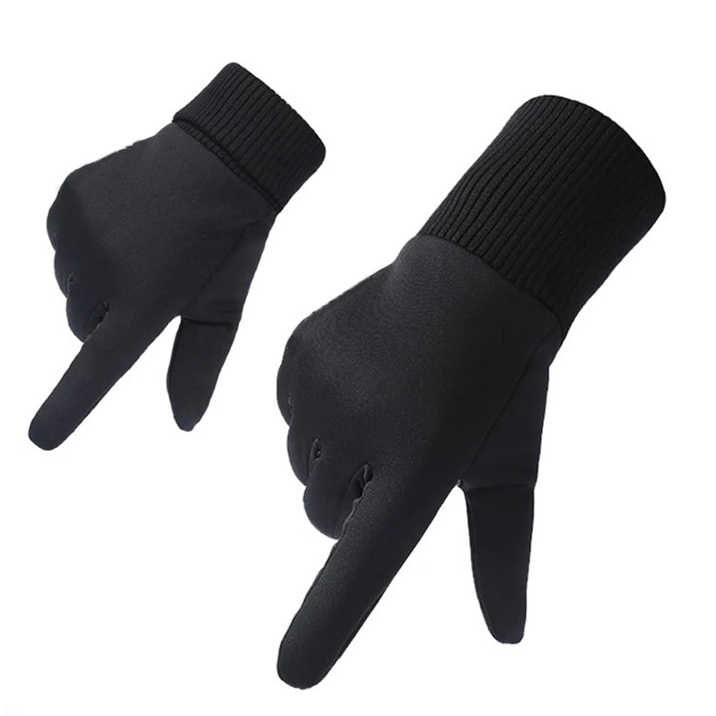 

Thickened Windproof Warm Cycling Gloves With Reflective Strips Anti-Slip For Hiking Fishing Rafting Outdoor Sports Size L