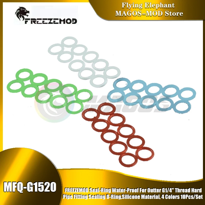 

FREEZEMOD Seal-Ring Water-Proof For Outter G1/4'' Thread Hard Pipe Fitting Sealing O-Ring, Silicone Material,4 Colors 10Pcs/Set